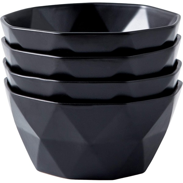 Soup Bowls Set Of 4 Geometric 30 Ounce Soup Bowls - Elegant Stackable