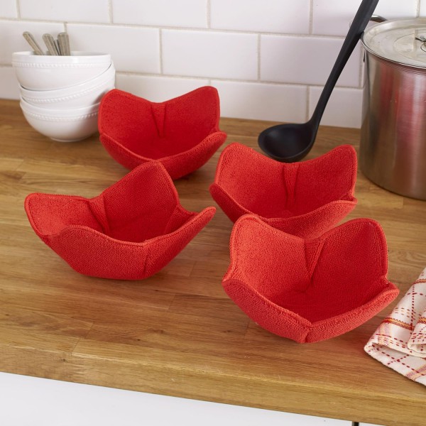 Cloth Microwave Bowl Huggers for Holding Hot Dishes - Set of 4