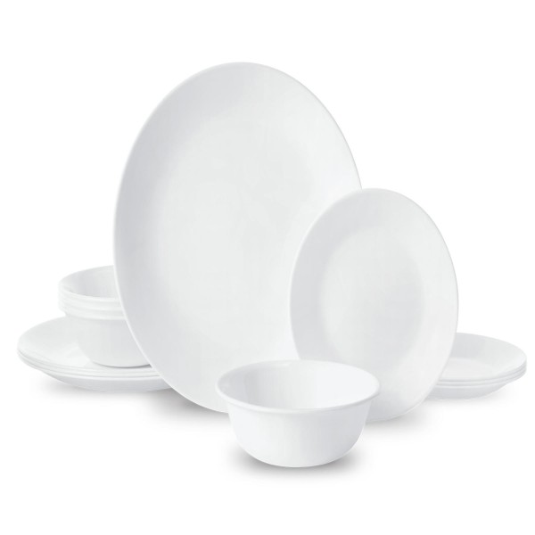 (2 pack) Winter Frost White, Round 12-Piece Dinnerware Set