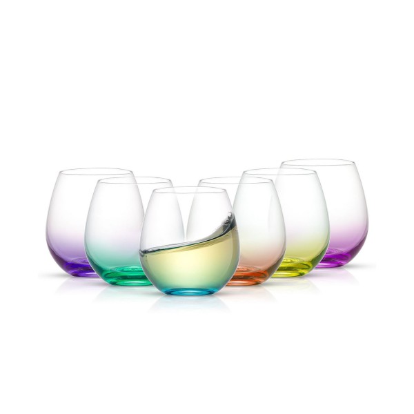 Colored Stemless Wine Glasses, Set of 6