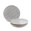 Thyme & Table Dinnerware Black & White Dot Stoneware Salad Round Plates, 4 Pack