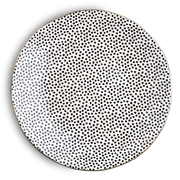 Thyme & Table Dinnerware Black & White Dot Stoneware Salad Round Plates, 4 Pack