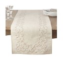 Embroidered Swirl Design Linen Blend Runner