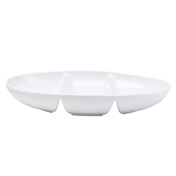 Porcelain Oval-shape Divided Bowl, White