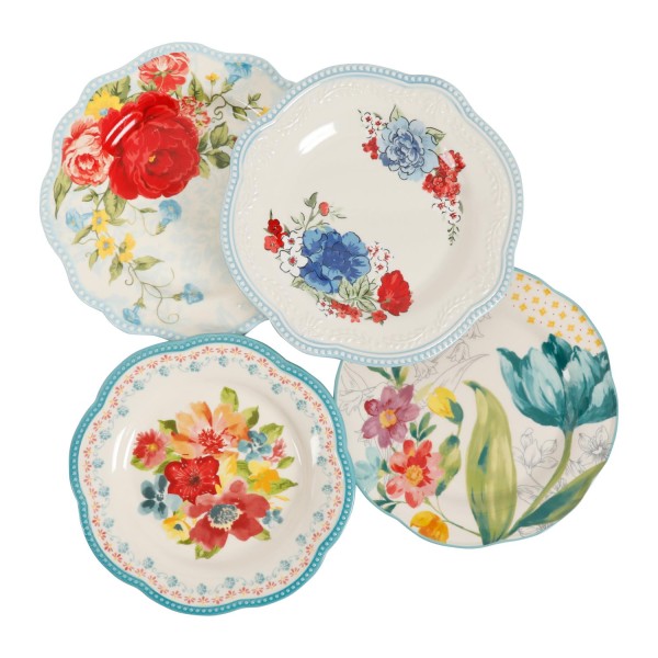 Floral Medley Assorted Sizes Salad Plates, 4-Pack