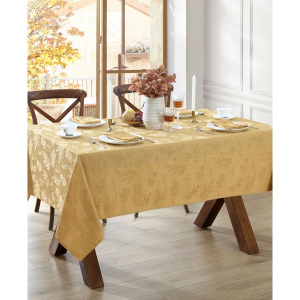 Elegant Woven Leaves Jacquard Damask Tablecloth, 60