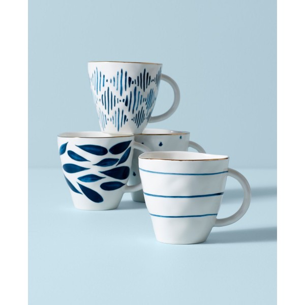 Blue Bay Set/4 Assorted Dessert Mugs