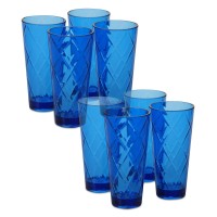 Cobalt Blue Diamond Acrylic 8-Pc. Iced Tea Glass Set