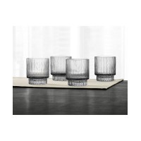 Smoked Fluted Double Old-Fashioned Glasses, Set of 4