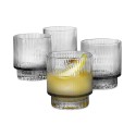 Smoked Fluted Double Old-Fashioned Glasses, Set of 4