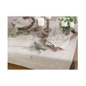 Embroidered Swirl Design Natural Linen Blend Table Runner