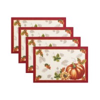 Swaying Leaves Bordered Fall Placemat, Set of 4, 13