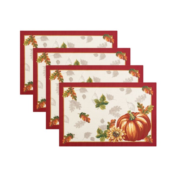 Swaying Leaves Bordered Fall Placemat, Set of 4, 13