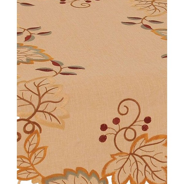 Embroidered Cutwork Fall Table Runner