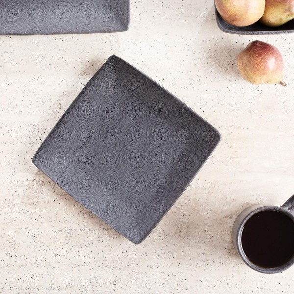 Gray Square-Shaped Stoneware Salad Plate