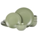 Green 12-Piece Stoneware Dinnerware Set