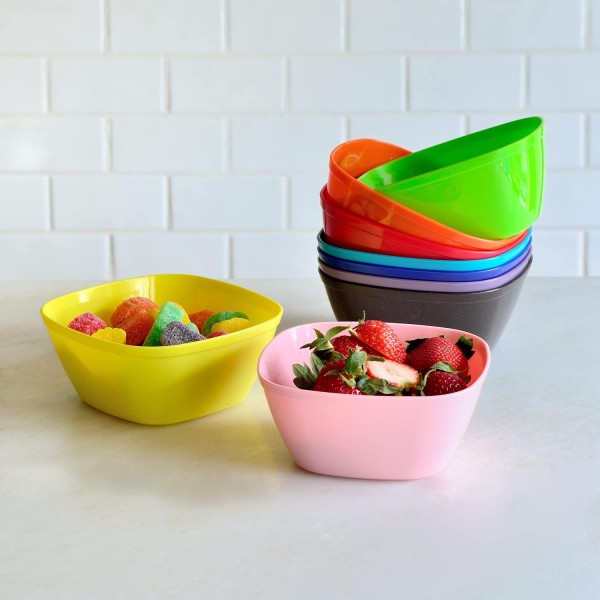 9 Pack 12 Ounce Plastic Bowls, Snack Bowls