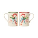 2-Piece Porcelain Candy Cane Mug Set