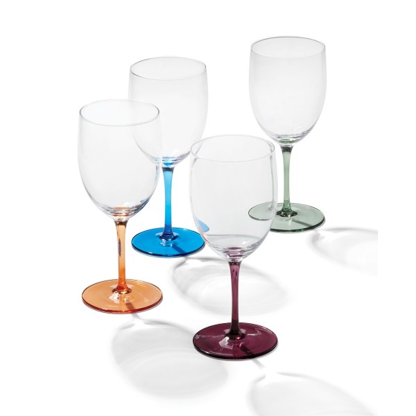 Up Color Bottom Wine Glasses, Set of 4